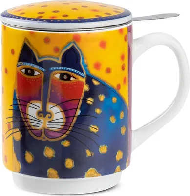 Produktbild von GILDE Tasse / Becher, "Fantastic Felines", Porzellan, gelb, , H. 11,5 cm, D. 8 cm 81383