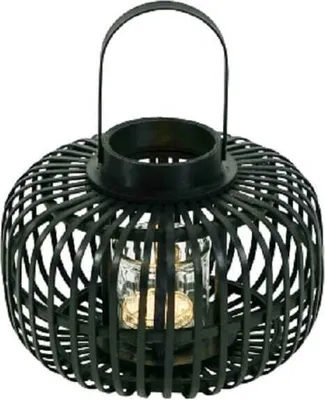 Produktbild von Laterne Kyoto schwarz Bambus Pappel 33 x 23 cm incl. Glaseinsatz Deko Indoor