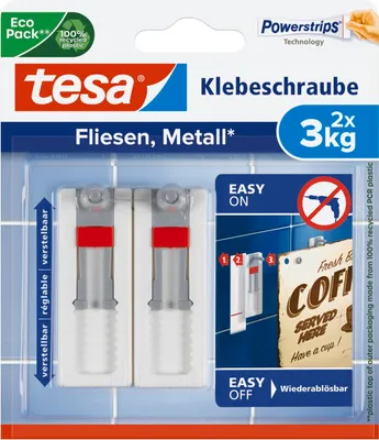 Produktbild von tesa Klebeschraube für Fliesen und Metall (verstellbar, 3 kg)