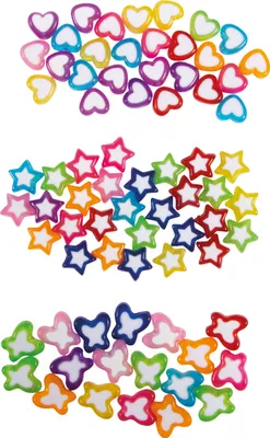 Produktbild von Rayher Perlen-Mix Bonny, Ø 6.0 mm, Bunt, Herzen, Sterne, Schmetterlinge, 15 g