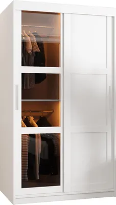 Produktbild von MEBLE KRYSPOL DOME 3 Zweitüriger Schrank, 200x100x62cm - Weiß, Weiß, Silber