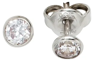 Produktbild von Ohrstecker Stecker Zirkonia weiß rund 4,5mm 925 Silber Ohrschmuck
