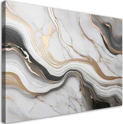 Produktbild von Leinwandbild Weißer Marmor mit Gold, abstrakt 100x70 Feeby Weiß bild für die wand bereit zum aufhängen