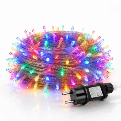 Produktbild von 20M 200LEDs 8 Modi Lichterkette Strom, Timer, Merkfunktion, LED Weihnachten Lichterkette Party Deko Licht Weihnachtsbaum Garten Beleuchtung, Bunt