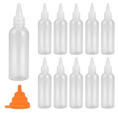 Produktbild von Quetschflasche Dosierflasche Saucenflasche - 100 ml - 12 Stück - Mit Trichter