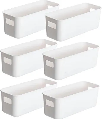 Image de 6 boîtes de rangement en plastique avec poignées pour la cuisine et la salle de bain