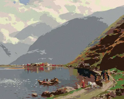 Produktbild von Zuty - Malen nach Zahlen - ANSICHT VON LÆRDALSØYRI (THEMISTOKLES VON ECKENBRECHER), 40x50 cm, ohne Keilrahmen