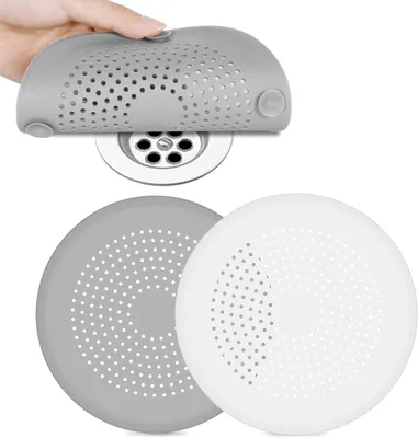 Immagine prodotto di Set di 2 filtri in silicone per scarichi - Griglia per lavello - Filtro per capelli per doccia - Griglia per lavandino e scarico del lavello - Filtro per scarico della cucina - Vasca da bagno - Bagno