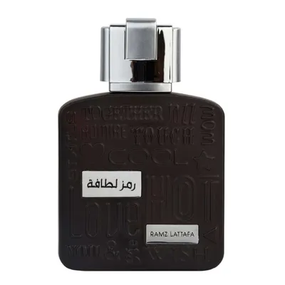 A bottle of Lattafa Ramz Silver Eau de Parfum for men.