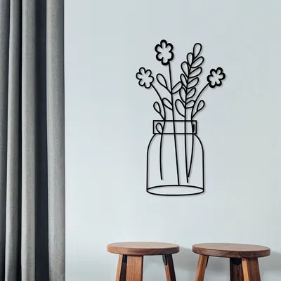 Produktbild von Wallity, Flower- TNL1777, Schwarz, Sonstige Wohndekorationen, 40 x 70 cm, 100% Metall (Dicke: 1