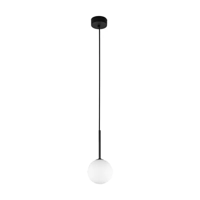 Obrázek produktu pro Závěsné svítidlo sklo kov G9 D: 12 cm kulaté V: max. 160 cm černé bílé stínidlo moderní