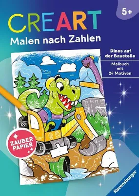 Produktbild von CreArt Malen nach Zahlen ab 5 - Zauberpapier: Dinos auf der Baustelle