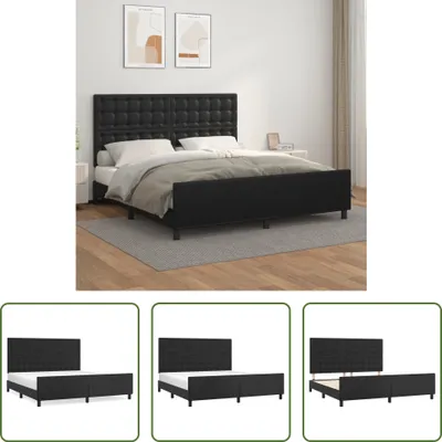 Produktbild von The Living Store Bettgestell mit Kopfteil Schwarz 180x200 cm Kunstleder