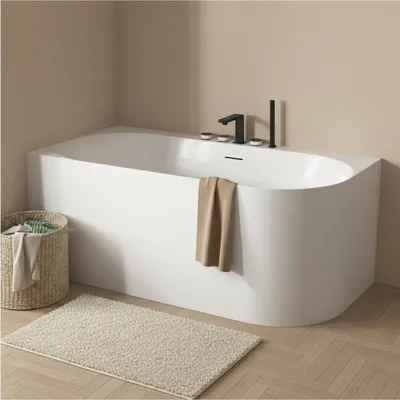 Produktbild von Weiße halbfreistehende Acrylbadewanne 170 cm - Linke Ecke FORMA