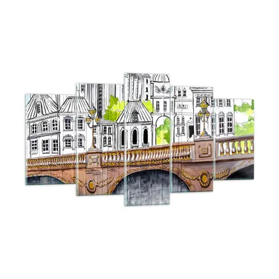 Produktbild von Bilder auf glas - Frankreich brücke zeichnung - 160x85cm - Glasbilder - Wandbilder - Kunstdruck - zum Aufhängen bereit - Wanddekoration aus Glas - Glas Bilder - Wandbild auf Glas - GEA160x85-2826