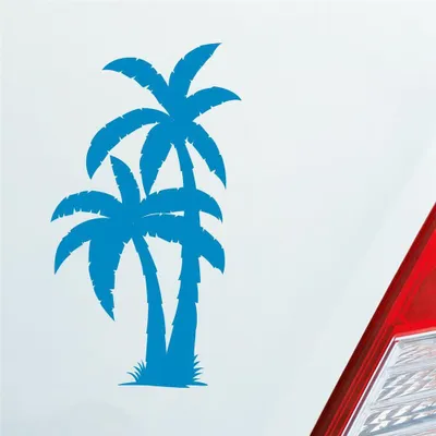 Produktbild von Auto Aufkleber Palme Palms Beach Strand Kokospalme Pflanze 5x10 cm Hellblau Sticker Heckscheibenaufkleber