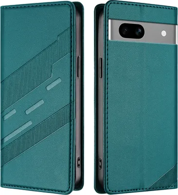 Produktbild von Hülle für Google Pixel 7A, Kunstleder Brieftaschen Handyhülle mit Kartenfach und Standfunktion Grün
