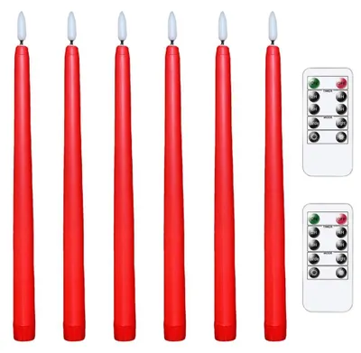 Image de Lot de 6 bougies LED sans flamme, à lueur vacillante, lumière chaude, bougies pointues avec 2 télécommandes, pour Noël, Thanksgiving, la maison, la décoration de mariage