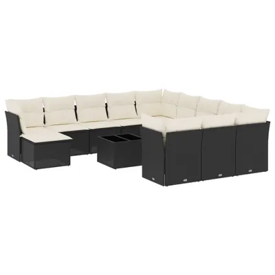 Produktbild von vidaXL 13-tlg. Garten-Sofagarnitur mit Kissen Schwarz Poly Rattan