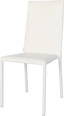 Produktbild von t m c s Tommychairs - Stapelbarer Stuhl Modell Julia für Küche, Bar und Esszimmer, robustes Gestell aus Stahl, gepolstert und mit weißem Kunstleder bezogen