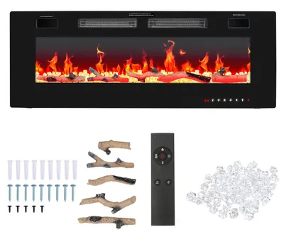 Image de Peviasot, cheminée électrique de 127 cm, 750 W/1500 W, avec effet de flammes LED et minuterie