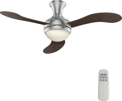 Image de Wiltec Ventilateur de plafond silencieux 55 W, Ø 130 cm, max. 18 m², 3 pales, plafonnier intégré, brasseur d’air avec lampe lustre luminaire