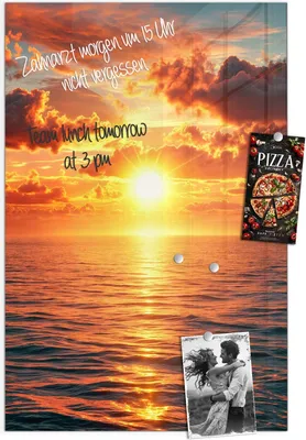 Produktbild von Magnettafel 40x60cm Pinnwand Whiteboard beschreibbar - Sonnenuntergang Meer