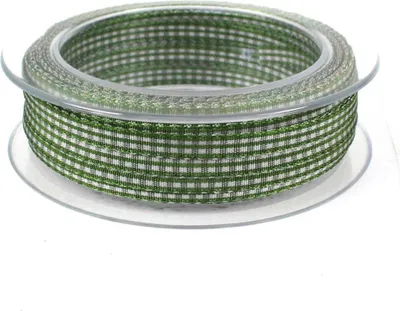 Produktbild von Dekoband Karo kariert 6 mm – 25 m Geschenkband, Antennenband, Schleifenband für Hochzeit & Basteln olivgrün