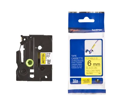 Produktbild von Brother TZe-FX611 - Schwarz auf Gelb - Rolle (0,6 cm x 8 m) 1 Kassette(n) Flexitape - für Brother PT-D210, D600, H110, H200, P-Touch PT-1005, E550, P900, P-Touch Cube Plus PT-P710