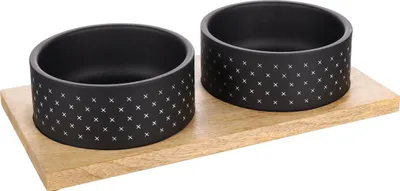 Produktbild von Flamingo Futter- und Trinknapf Duo Dinner Nervo schwarz, Maße: 37 x 19 cm