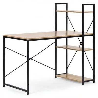 Produktbild von Schreibtisch mit Ablage LOFTY 120x60 cm, schwarz/Eichendekor