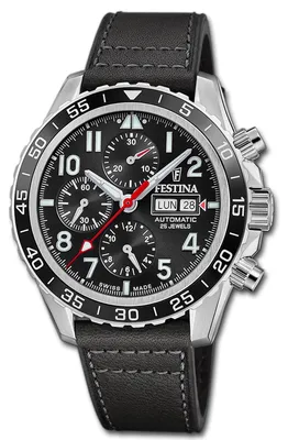 Imagen del producto de Reloj de hombre Festina, fabricado en Suiza, correa de cuero negra, modelo D3UF20056/3