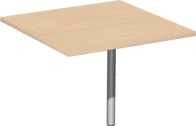 Produktbild von Geramöbel Verkettungsplatte Volleck 90° mit Stützfuß, mit Kabelführung, inkl. Verkettungsmaterial, höhenverstellbar, 800x800x680-820, Buche/Silber, S-617008-BS