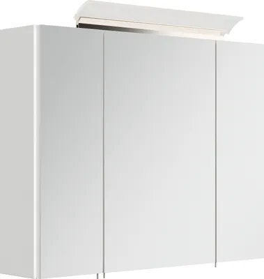 Produktbild von Badezimmer Spiegelschrank 3-türig LED-Lampe 80 cm Weiß Hochglanz