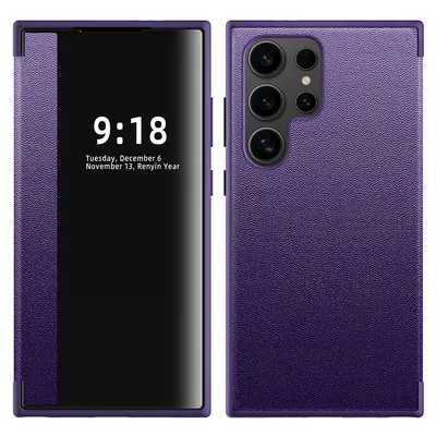 Immagine prodotto di Custodia per Samsung Galaxy S25 Custodia ultra sottile in Finto cuoio con finestra di visualizzazione Viola