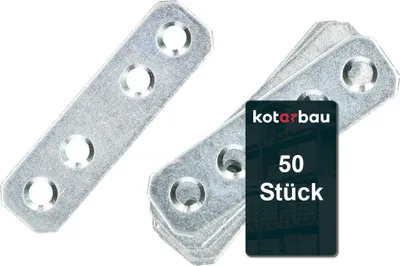 Obrázok produktu pre KOTARBAU® Sada 50 perforovaných plechov 60 x 16 mm Pozinkovaná strieborná plochá spojka Spojka na drevo Vnútorné - vonkajšie perforované plechy Oceľová spojka Perforovaný plech Ploché železo