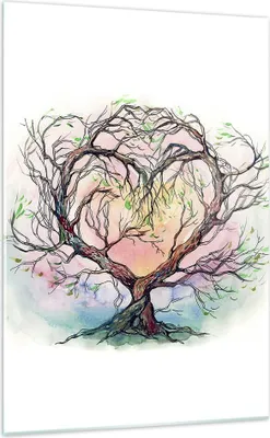 Produktbild von Bilder auf glas - Einteilig - Baum Herz Natur Bild - 70x100cm - Glasbilder - Wandbilder - Bilder - zum Aufhängen bereit - Wanddekoration aus Glas - Glas Bilder - Wandbild auf Glas - GPA70x100-3007