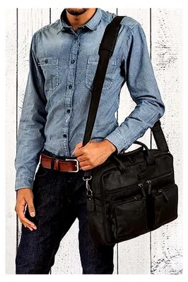 Produktbild von Leder Aktentasche für Herren und Damen | Echtleder Laptoptasche bis 15 Zoll | Umhängetasche mit Schultergurt | Schultertasche | Messenger Bag | Arbeitstasche | Lehrertasche