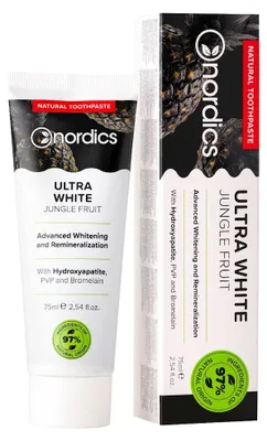 PASTA DO ZĘBÓW ULTRA WHITE JUNGLE FRUIT BEZ FLUORU 75 ml - NORDICS
