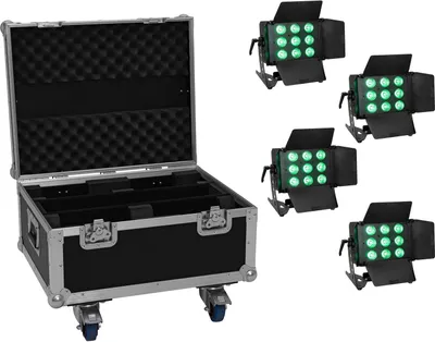 Obrázek produktu pro Eurolite Set 4x LED CLS-9 QCL RGB/WW 9x7W+ Case 20000985