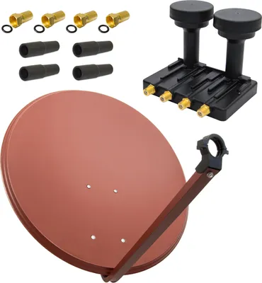 Produktbild von PremiumX SAT Anlage 80cm Antenne Ziegelrot Quad Monoblock 8x F-Stecker