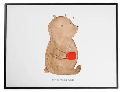 Produktbild von Mr. & Mrs. Panda schreibtischunterlage Bär Kaffee - Weiß - Geschenk, Schreibunterlage, Coffee, Bären, tischmatten, Teddy, Guten Morgen, Motivation, tischpad