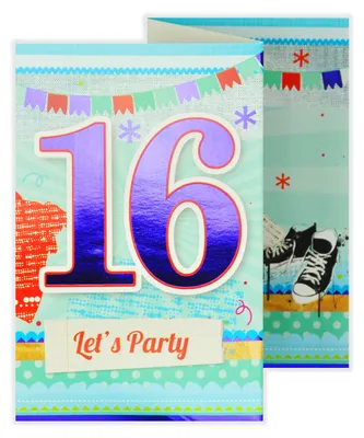 Productafbeelding van Wenskaart met 3 klapflappen, Motiv 'Joyeux Anniversaire', 16 jaar