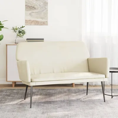 Productafbeelding van De Living Store zitbank, kleur crème, afmetingen 108x79x79 cm, bekleed met fluweel