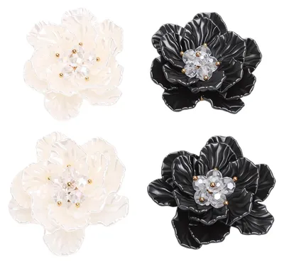 Productafbeelding van 4 stuks clip-on knoopafdekkingen met kamelia-bloem manchetknopen, geschikt voor manchetknopen met een diameter van 1,8 cm, voor knutselen, naaien, kleding en decoratie