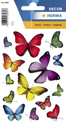 Produktbild von HERMA Sticker DECOR "Schmetterlingsvielfalt" 3 Blatt à 14 Sticker