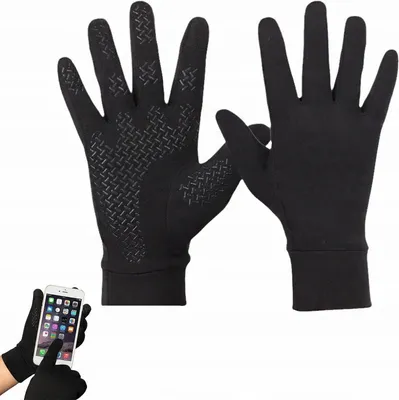 Zdjęcie produktu dla Rękawiczki rowerowe zimowe dotykowe M unisex czarne antypoślizgowe