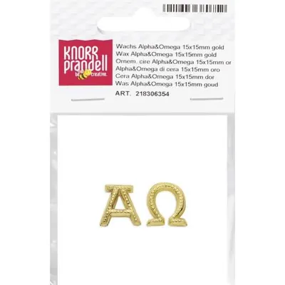Produktbild von KNORR PRANDELL Wachsornament Alpha und Omega 15 x 15 mm goldfarben