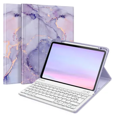 Produktbild von FINTIE Hülle mit Tastatur für iPad Air 11 Zoll M4/M3/M2 (2026/2025/2024), iPad Air 5./4. Gen 10,9 Zoll, TPU Rückschale Schutzhülle mit Stifthalter, magnetisch Abnehmbarer QWERTZ Keyboard, Himmelblau