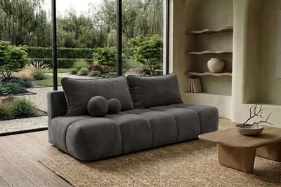 Zdjęcie produktu dla Sofa z funkcją spania i pojemnikiem, tkanina welurowa Bluvel, Popielaty, COCO